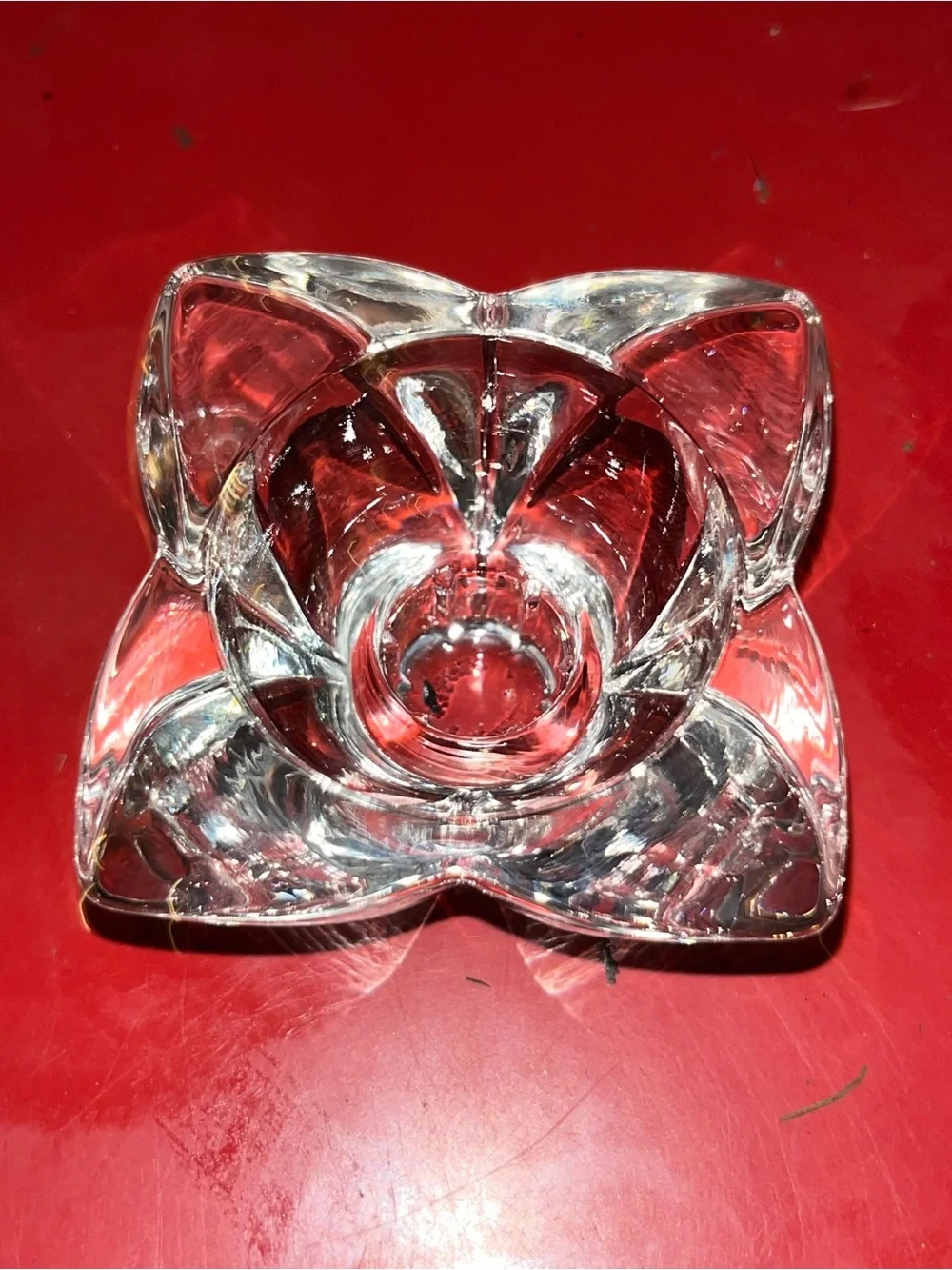 Orrefors Crystal Lotus Flower Art Glass Candle Holder